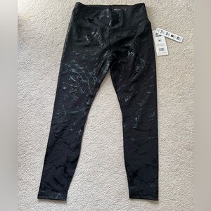 RBX Active Workout Pants Black Shiny Splatter Pattern